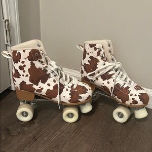 Altar'd State Brown and White cow print Roller Skates
